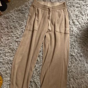 Gymshark tan wide leg yoga/sweatpants